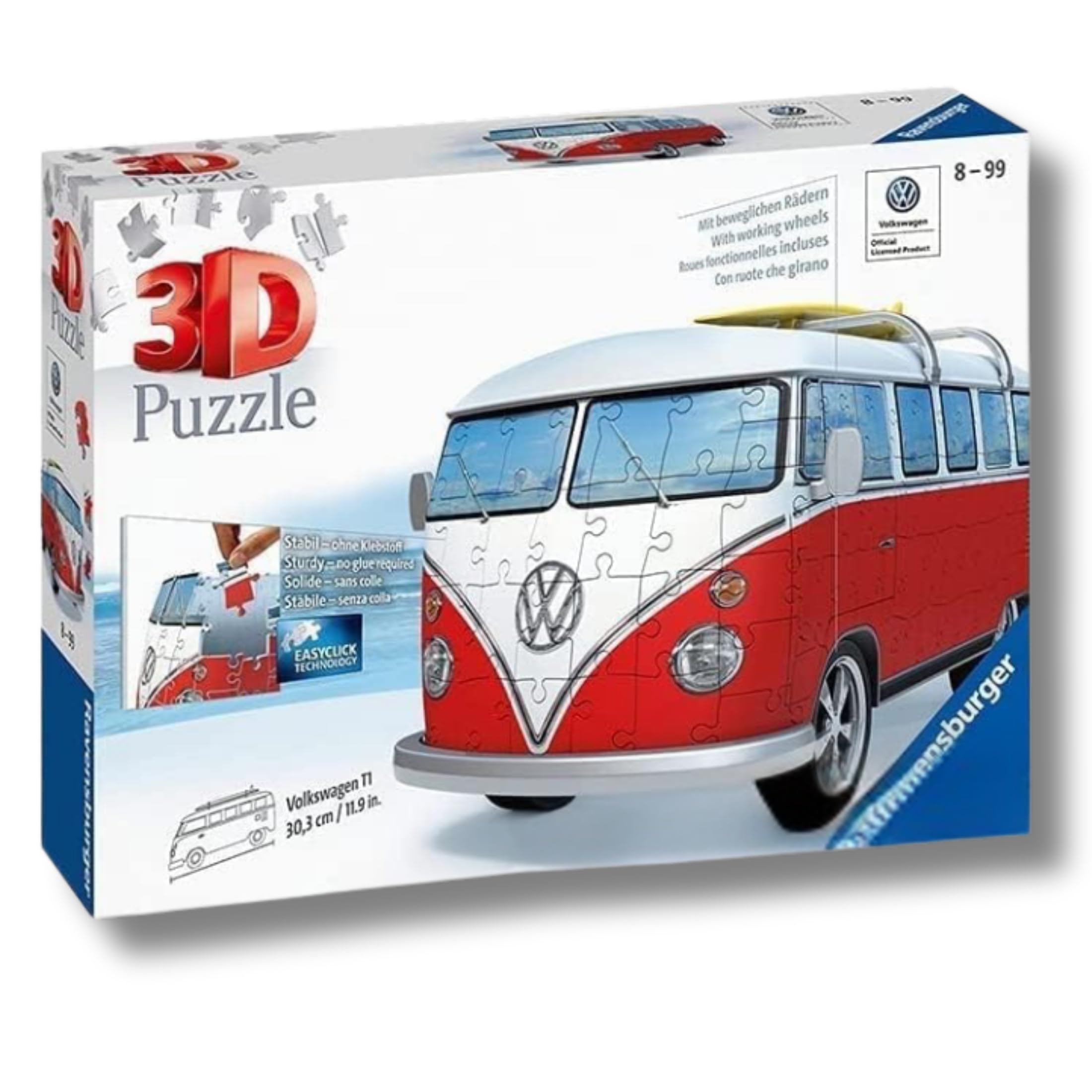 Ravensburger - Puzzle 3D Camper Volkswagen, Maqueta 187 Piezas