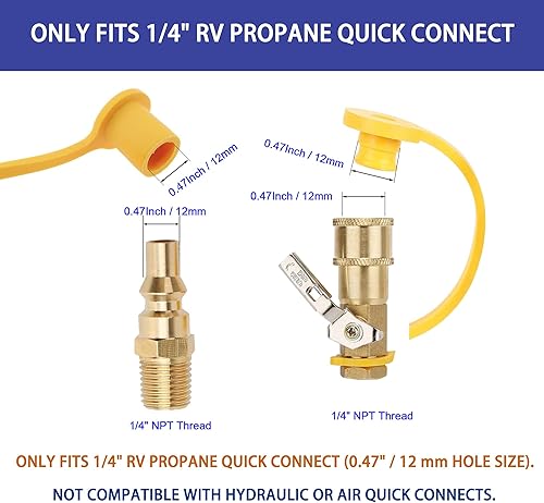 Miniatura 9 de Paquete de 4 tapas antipolvo de 38 pulgadas y enchufe para acoplador de conexión y desconexión rápida de gas propano natural LP, cubierta antipolvo