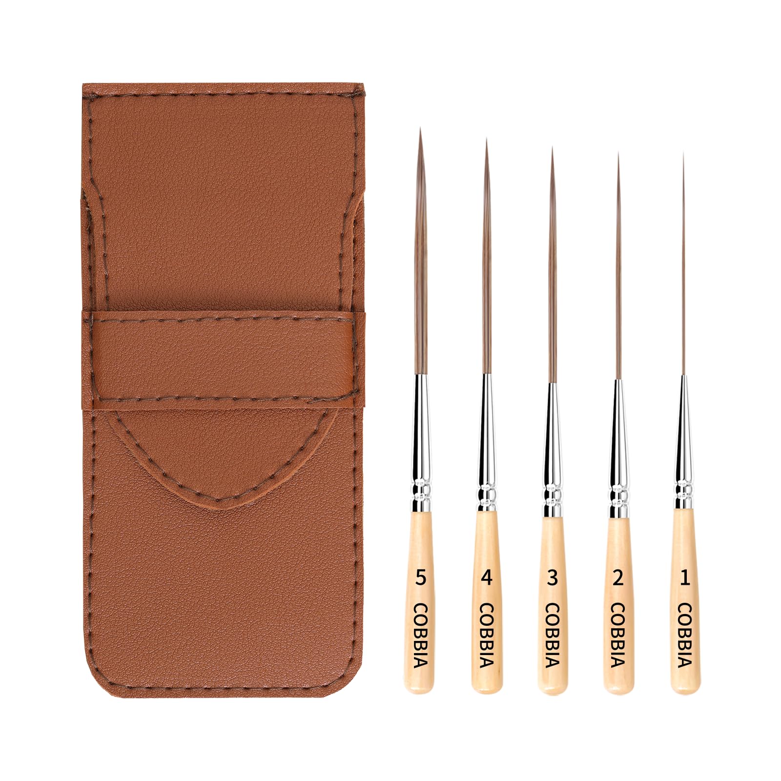 Pinceles largos para delineador – 5 pinceles para detalles de pelo de buey, extra largos, punta fina, para delinear, para acuarela, aceite acrílico