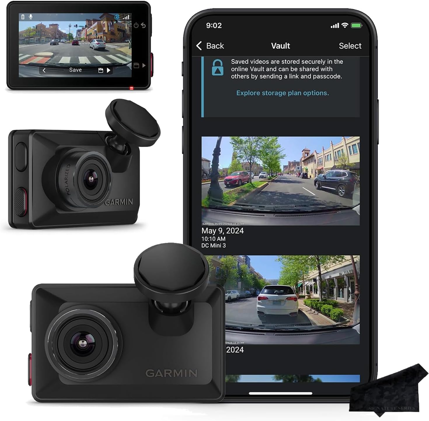 Garmin X310 Compact 4K Dash Cam with 140-degree Field of View with Signature Series Cloth