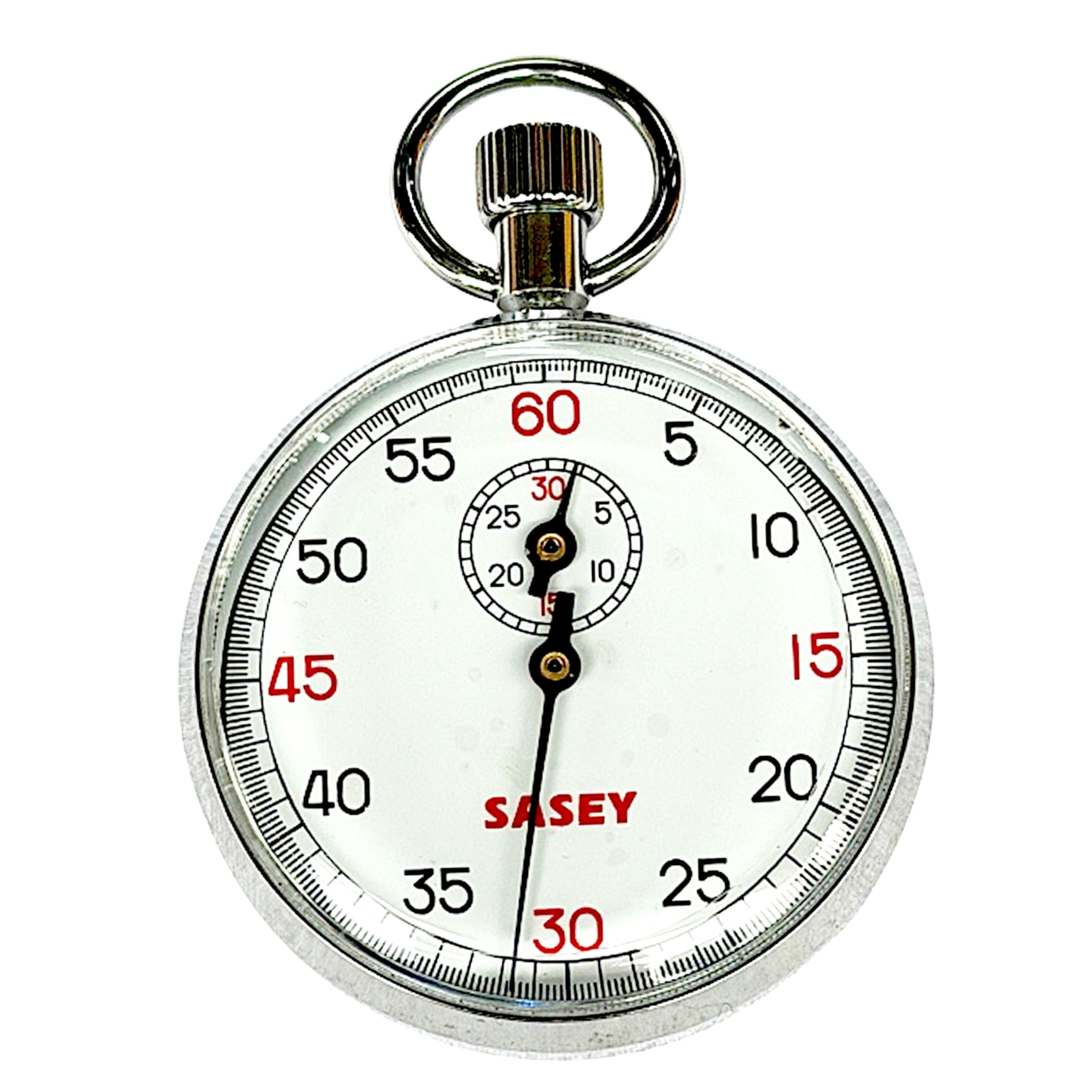 Mechanical Stopwatch Stainless Steel Analog Chronograph One Button Start/Pause/Reset Referee Watch for Sports Tests 60s