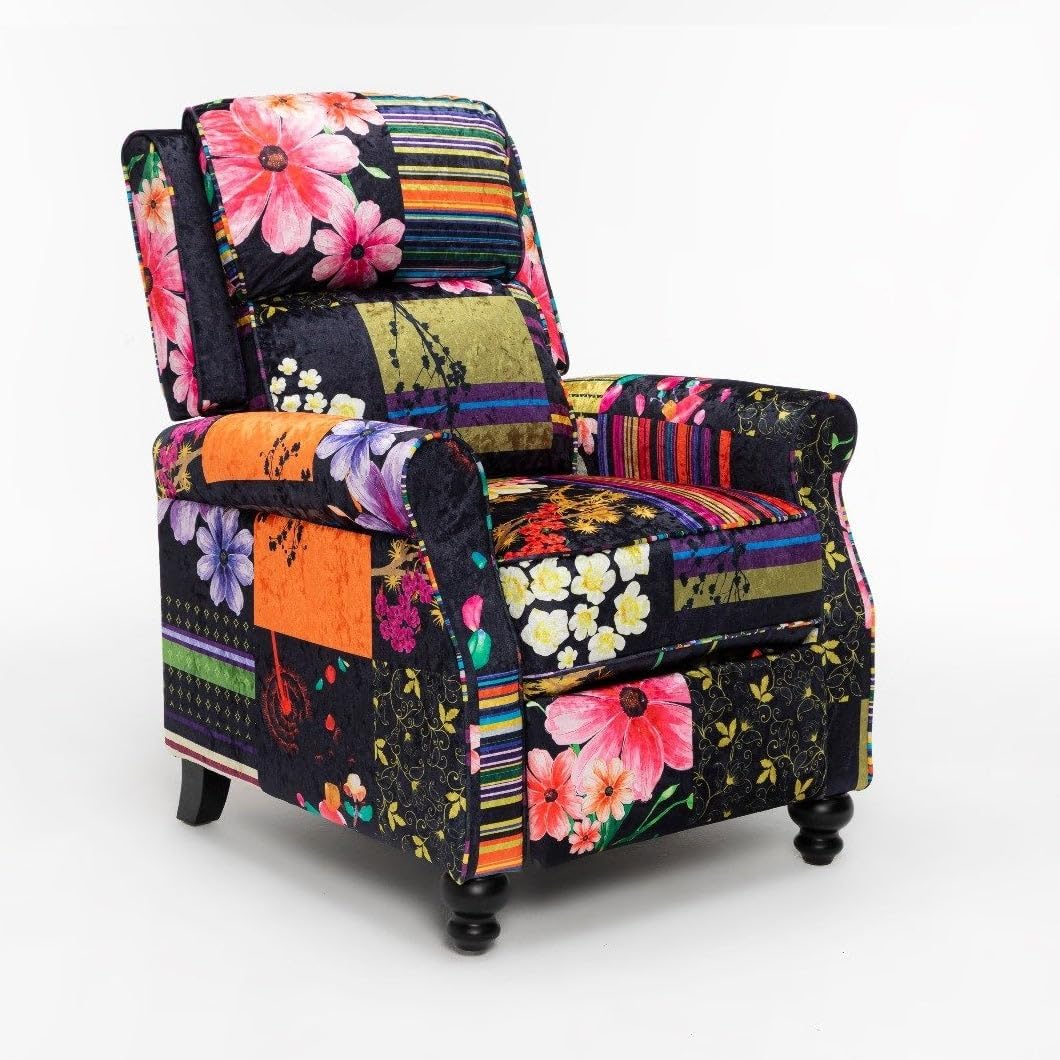 House of Velvet Fabric Black Patchwork Mary Recliner Chair Amazon.co
