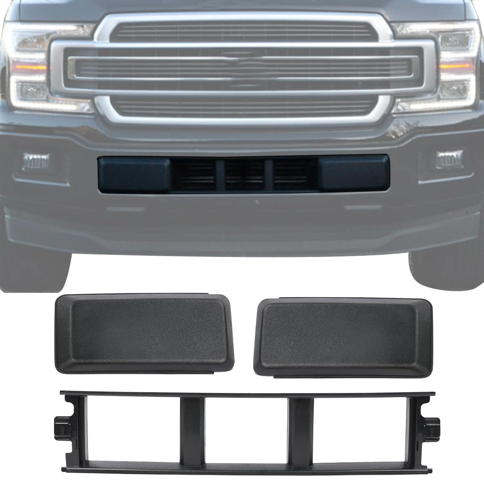 Front Bumper End Cover Lower Insert Grille Trim Panel Set Compatible with 2018-2020 Ford F150 Replacement JL3Z-17E810-AB JL3Z-17E811-AB JL3Z17B968BB