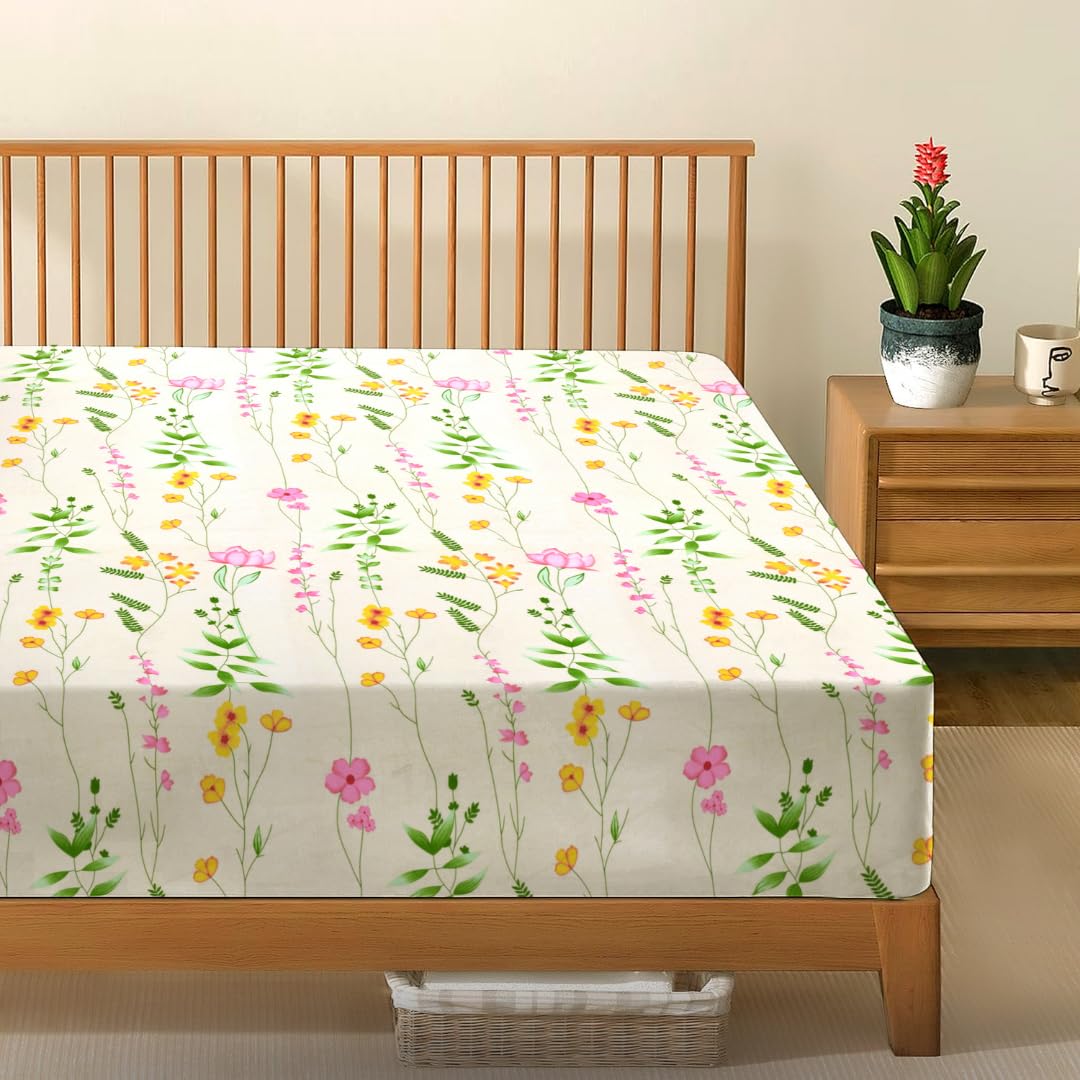 EverSoft Bedding 1PCS Floral Fitted Sheet Small Double Size Extra Deep 35cm Pocket 4ft Soft Breathable Printed Mattress Cover