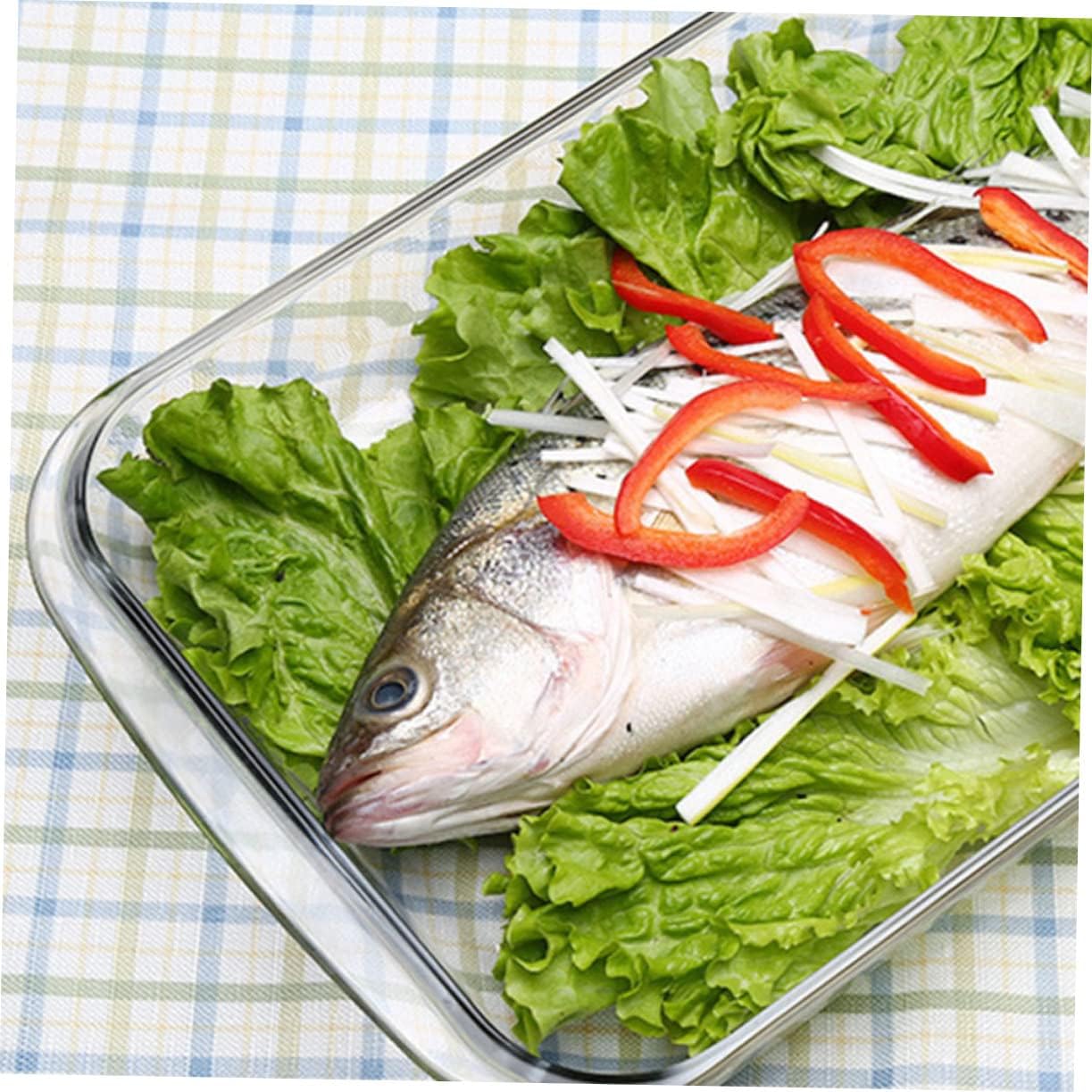 Unomor 1pc Tempered Glass Baking Tray Dish for Microwave and Oven Use Capacity Easy to Clean Kitchen Bakeware for Casseroles and Grilling