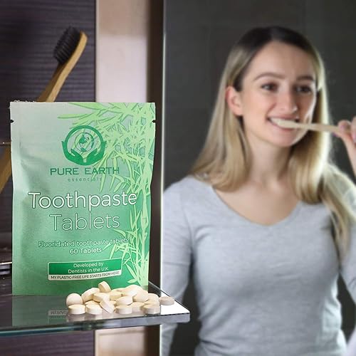 Miniatura 6 de Tabletas de pasta de dientes cero residuos con flúor, tabletas de pasta de dientes de viaje para dientes sanos y aliento fresco, 60 pestañas