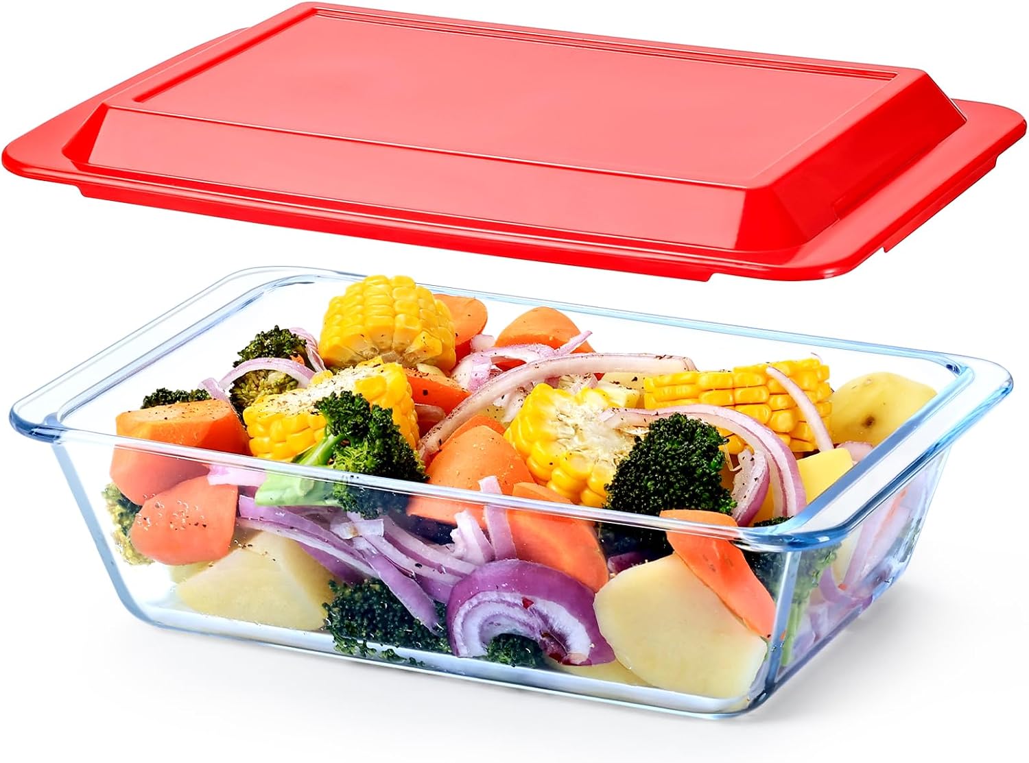 NUTRIUPS 2.4QT Rectangular Deep Glass Baking Dish with Lid, Glass Baking Pan with Lid, Deep Bakeware for Oven (2.4QT)