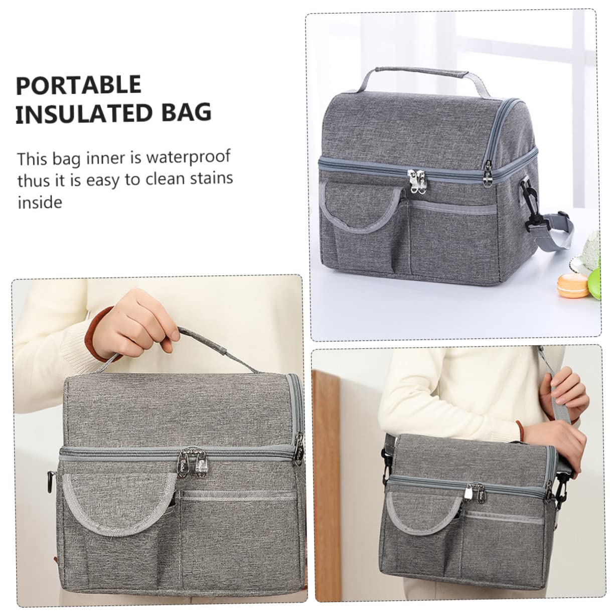 TOPBATHY Collation Portable Isolée En Coton Perlé En Aluminium Tissé 3 Pièces Pour Conserver La Fraîcheur