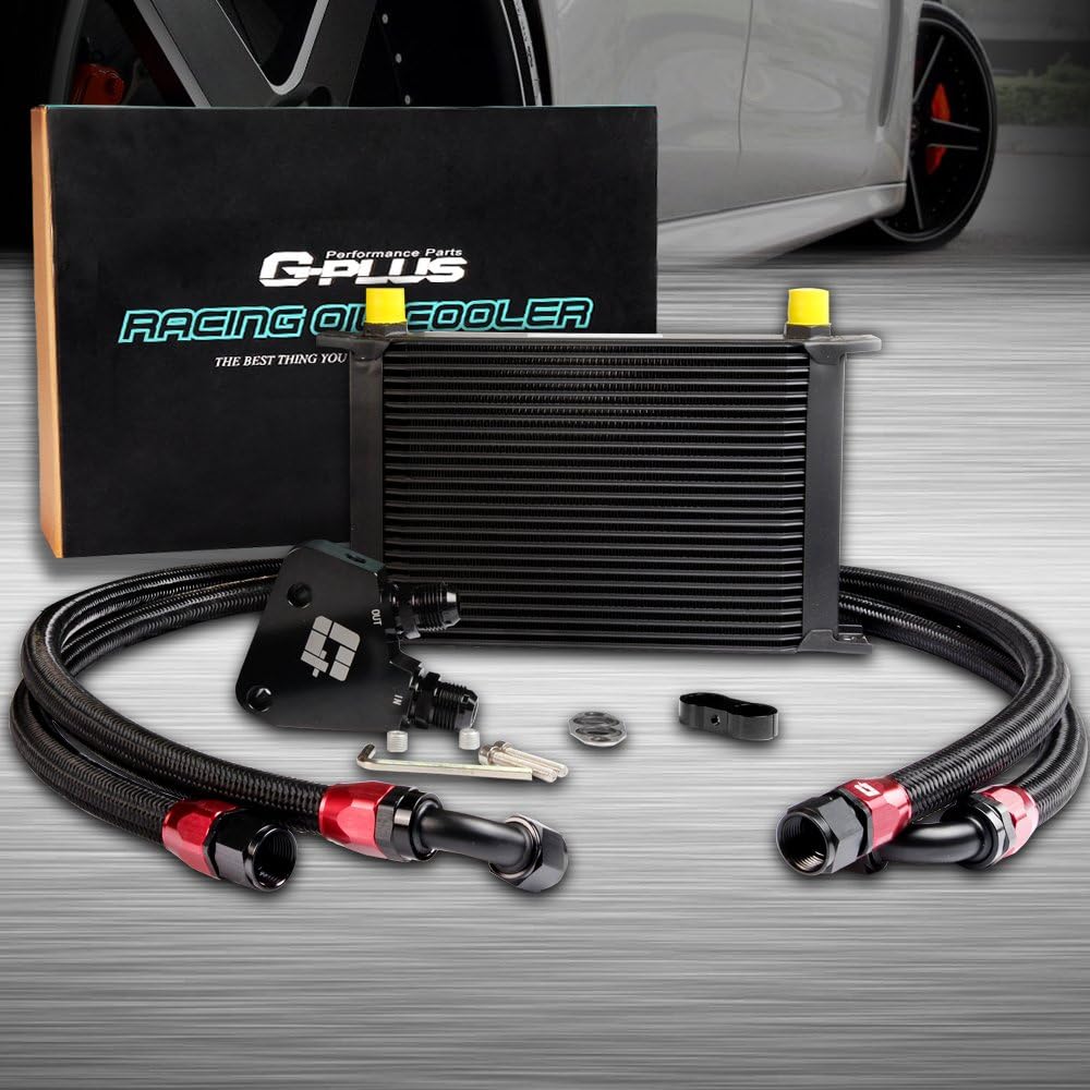 G-PLUS 25 Row AN10 Engine Transmission Oil Cooler Kit + Oil Cooler Sandwich Plate English Style Replacement For BILLET LS1 LS2 LS3 LSX VE HSV