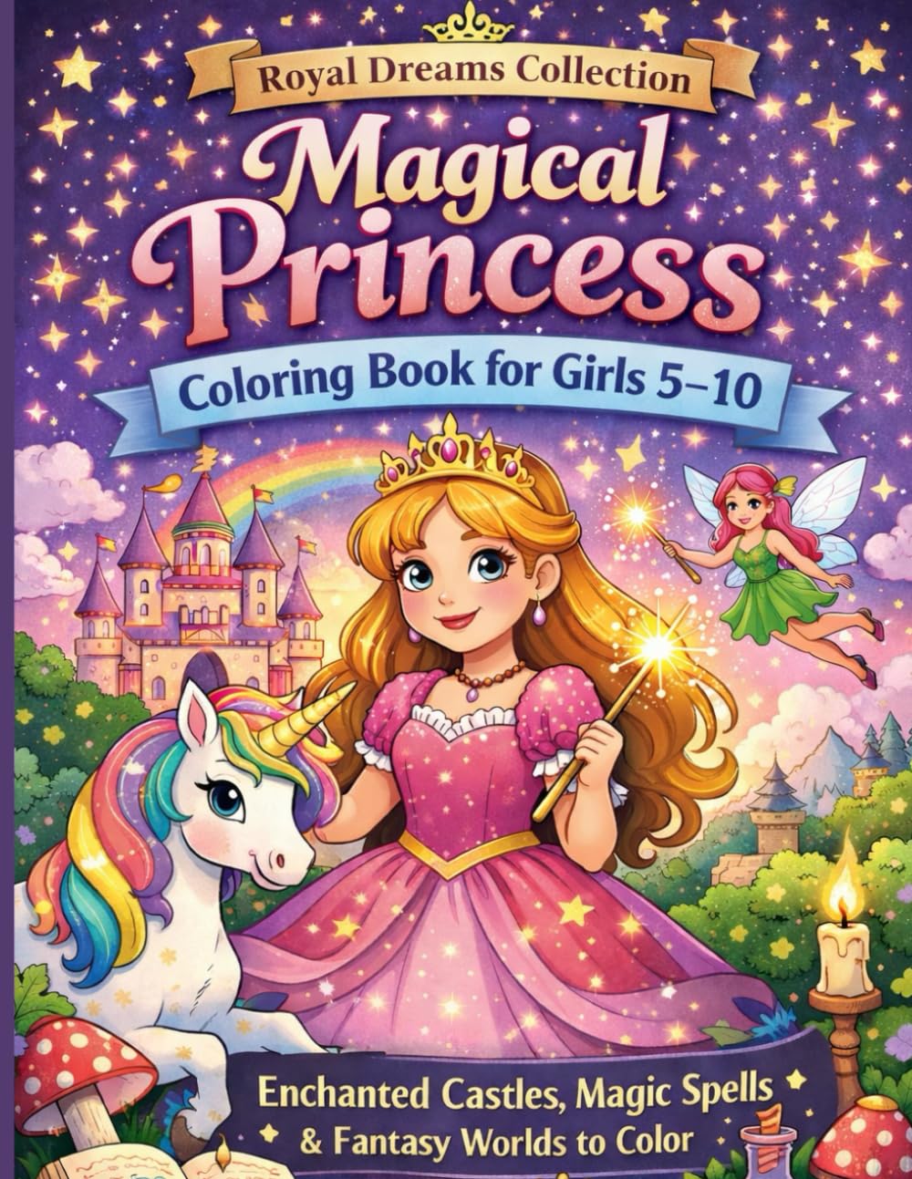 Magical Princess Coloring Book for Girls 5–10: Enchanted Castles, Magic Spells & Fantasy Worlds to Color (Royal Dreams Collection)