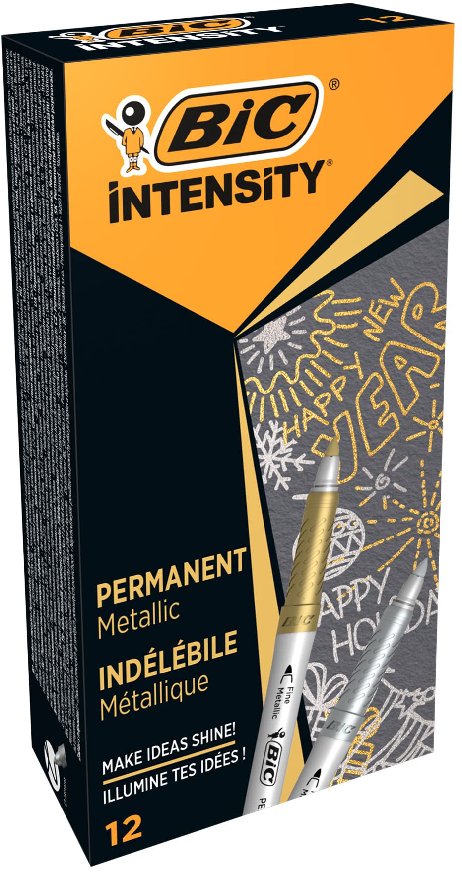 BIC Marking Permanent Markers - Assorted Intense Colours, Box of 12