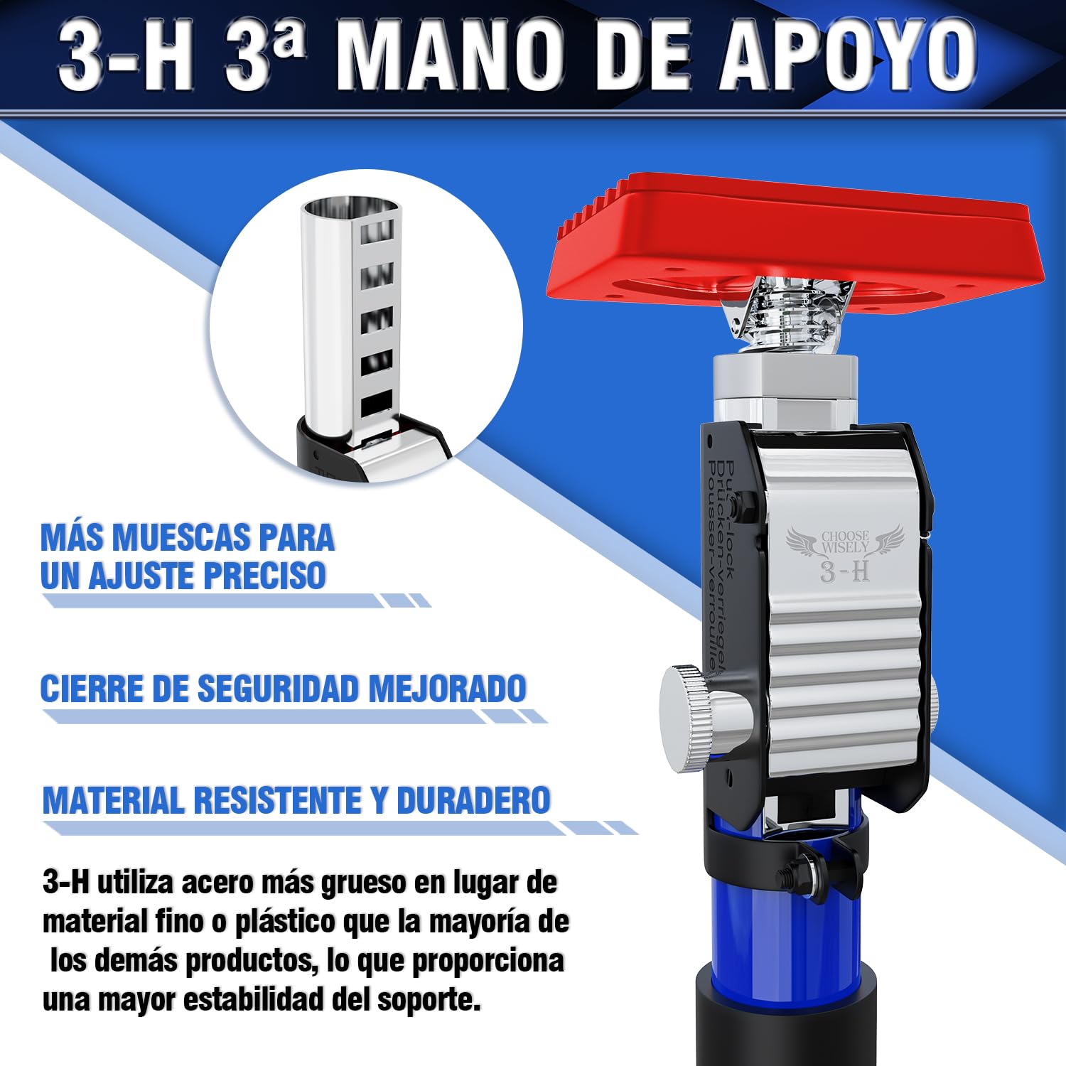 3-H Puntales Extensibles Reforzados 4 Pieza,110-203cm Puntal Telescopico Extensible Acero Robusto Carga 45KG Puntales de Obra Ajustable Puntal Expansion Telescopico para Techo Construcción Obra(Azul)