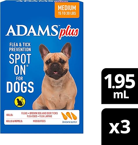 Miniatura 10 de Adams Además de prevención de pulgas y garrapatas para perros de 15 a 30 libras, 12 semanas y mayores, suministro para 3 meses, mata pulgas, huevos