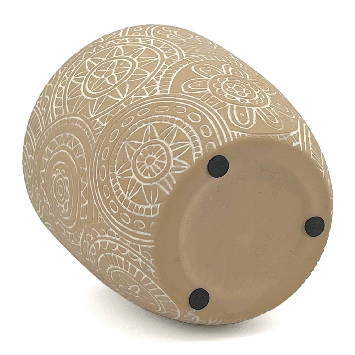 Vimin Box Beige Decorated Terracotta Pot | Diameter 13.5 cm | Indoor and Outdoor Plant Pot | Elegant Planter for Home, Garden, Balcony (1, M Beige) - Image 3