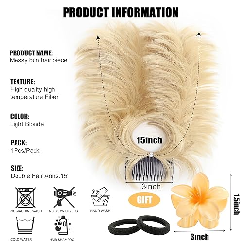 Miniatura 2 de Ailsa Peine de moño desordenado con clip lateral, moño despeinado, moño desordenado, coletero, para mujer, corto, ajustable, esponjoso, fácil de