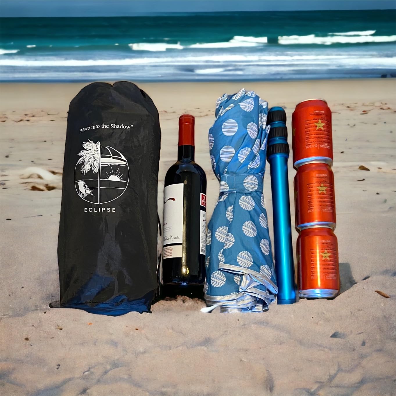 Eclipse - Sombrilla de playa plegable, perfecto para viaje, moto, mochila.. 1KG, 39CM cerrado -134 Ø, UPF30 (violeta)