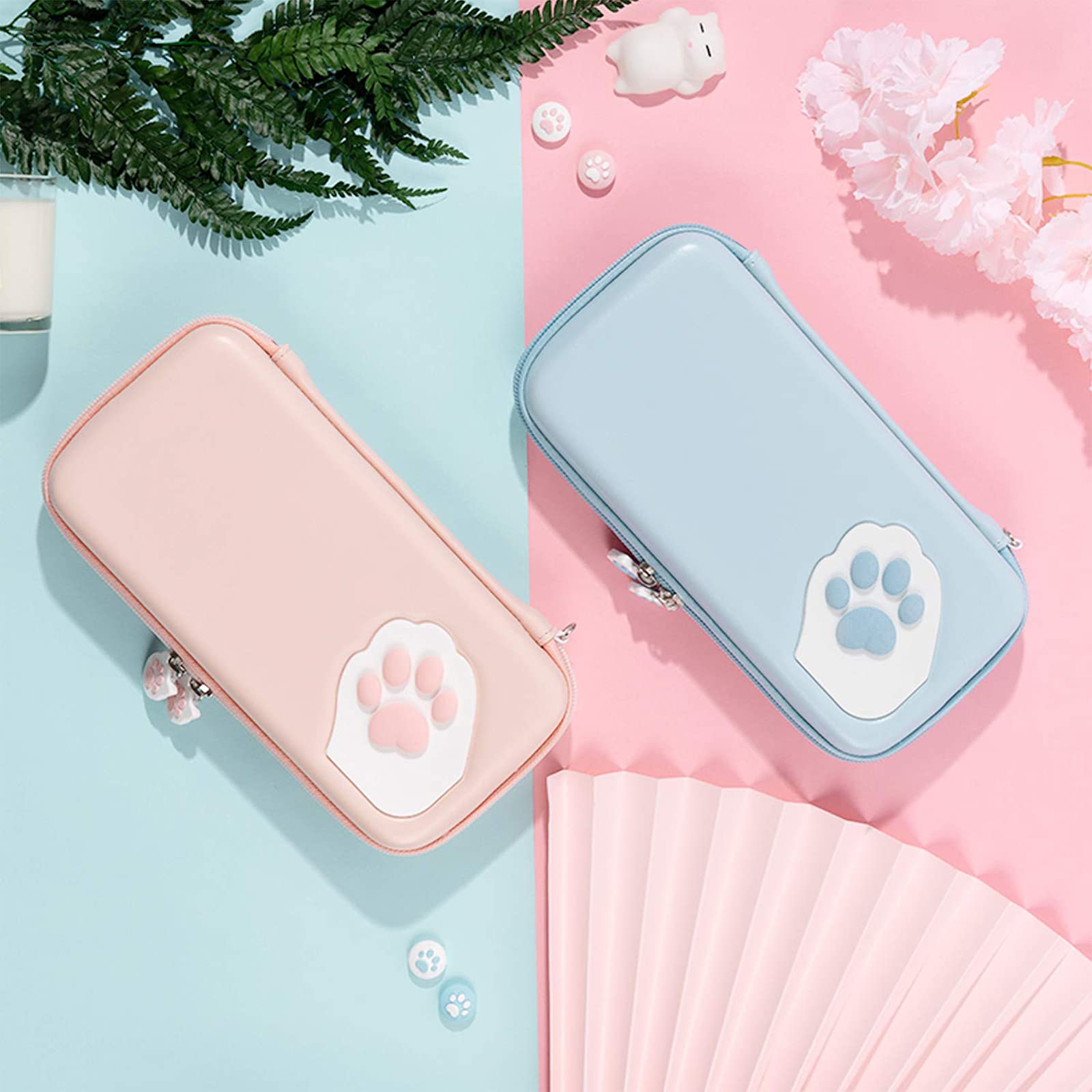 GeekShare Custodia sottile a forma di zampa di gatto compatibile con Nintendo Switch - Custodia rigida portatile per console Switch e accessori da gioco - un cinturino rimovibile (viola)