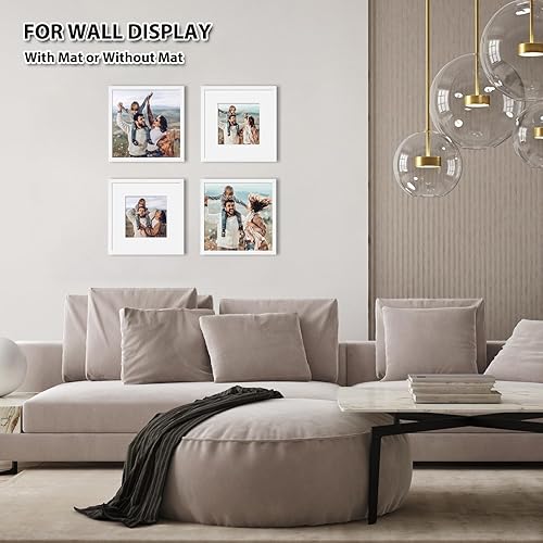 Vista 189 de KINLINK Juego de 4 portarretratos de 12 x 12 pulgadas, cuadrados de madera mate de 8 x 8 pulgadas con plexiglás para 8 x 8 pulgadas con paspartú