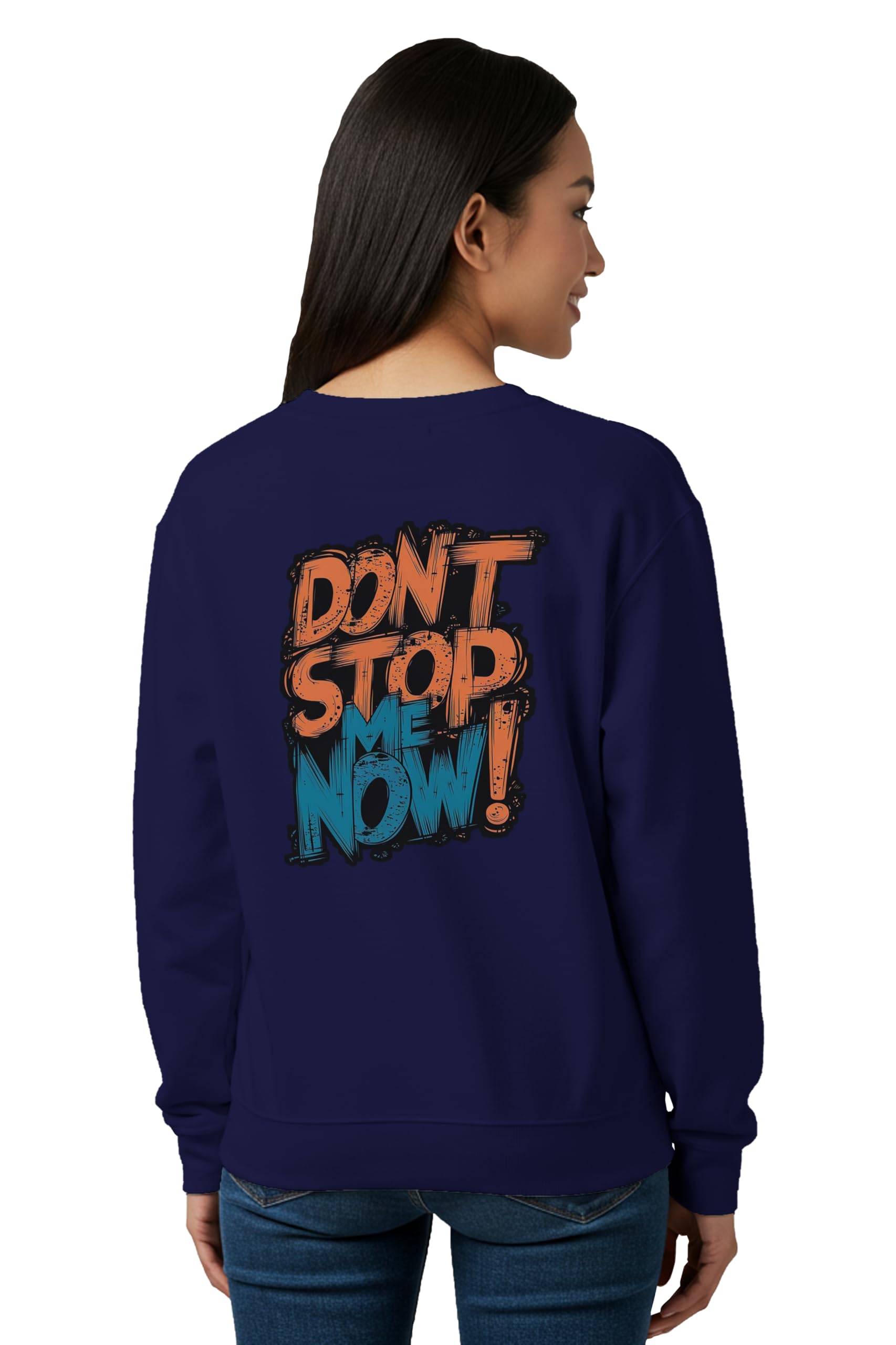 buy that trendz Winter Sweatshirt for Women Don't Stop Me Now Graphic Printed Round Neck Regular Fit Cotton Blend Gen Z Casual Sweatshirt-picture-12