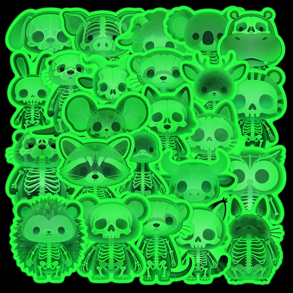 25Pcs X Ray Animal Skeleton Vinyl Decals Cute Cartoon Sticker for Notebook