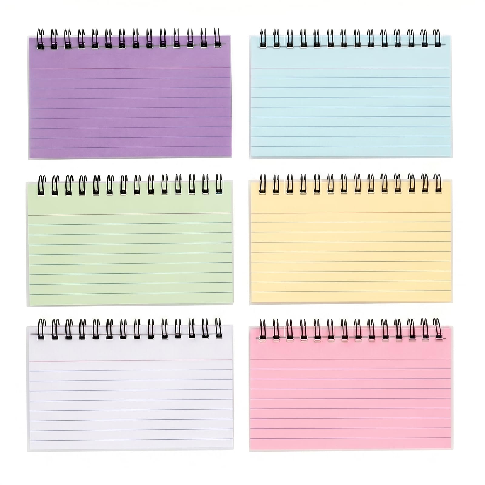 4x6 Spiral Revision Cards, 6 Colours, 6 Pads, 300 Sheets