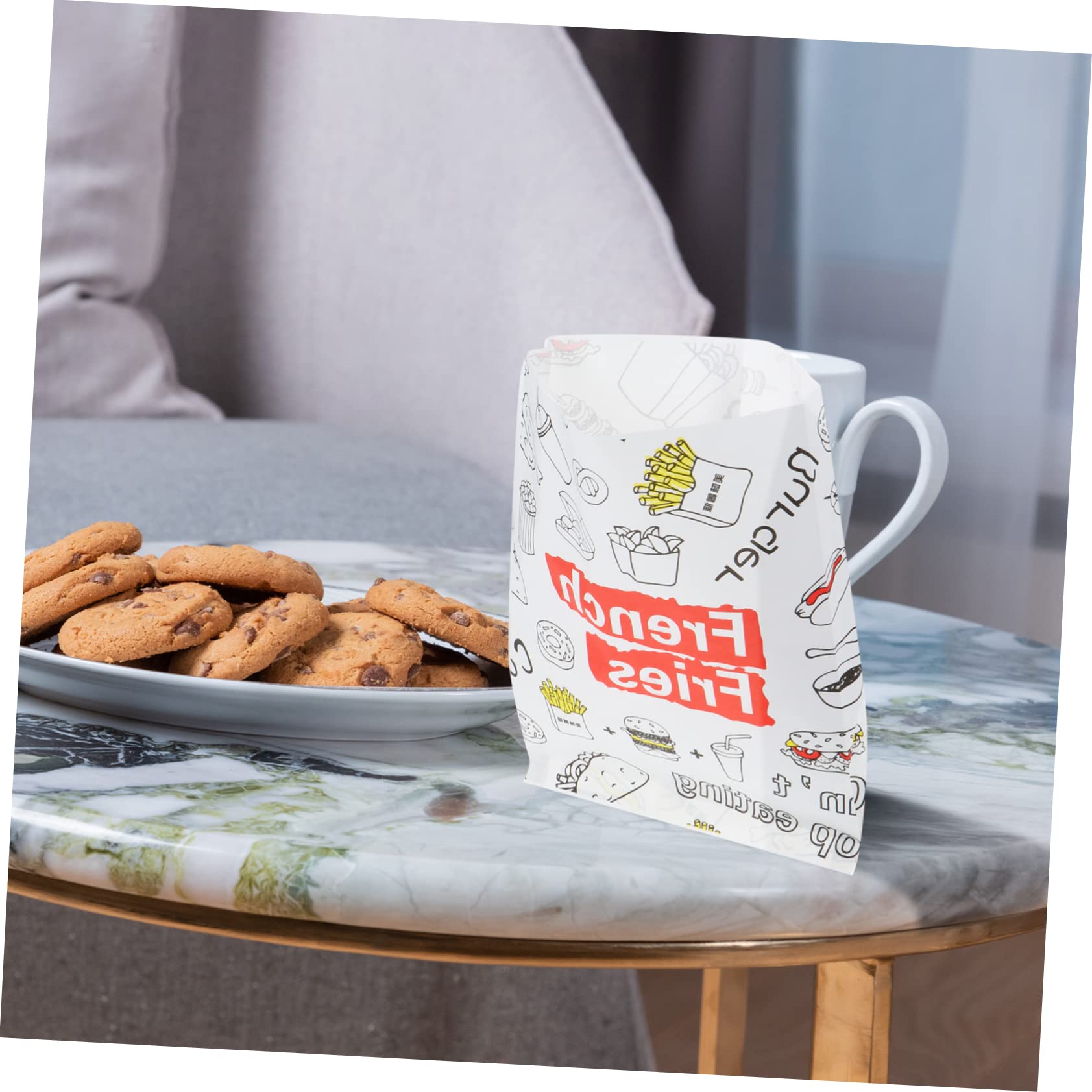 Bolsas de Papel Desechables para Patatas Fritas 300 Unidades | Envoltorio para Merienda y Bocadillos, Papel Antigrasa, Formato Temporal para Snacks y Frituras