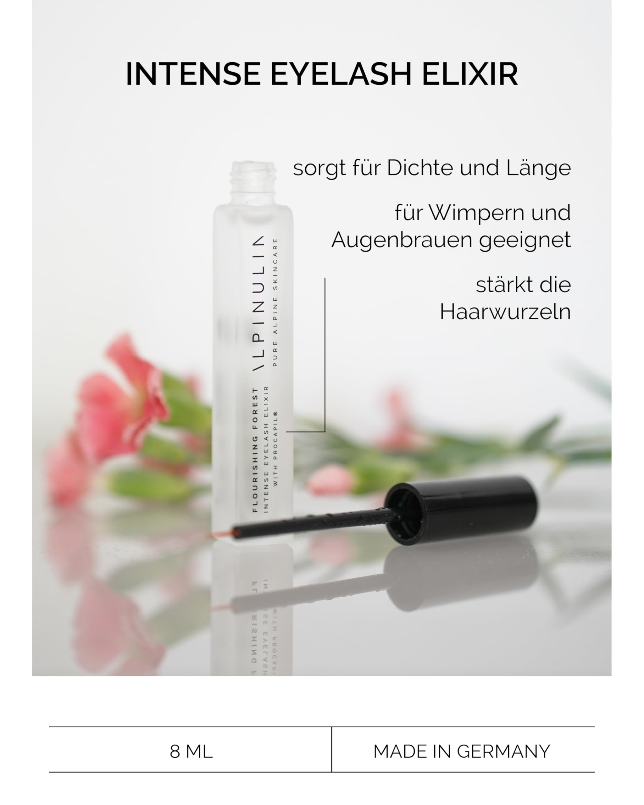 ALPINULIN FLOURISHING FOREST Wimpernserum ohne Hormone 8ml - Lash Serum für gesunde, dichte Wimpern und Augenbrauen ganz ohne hormonelle Nebenwirkungen