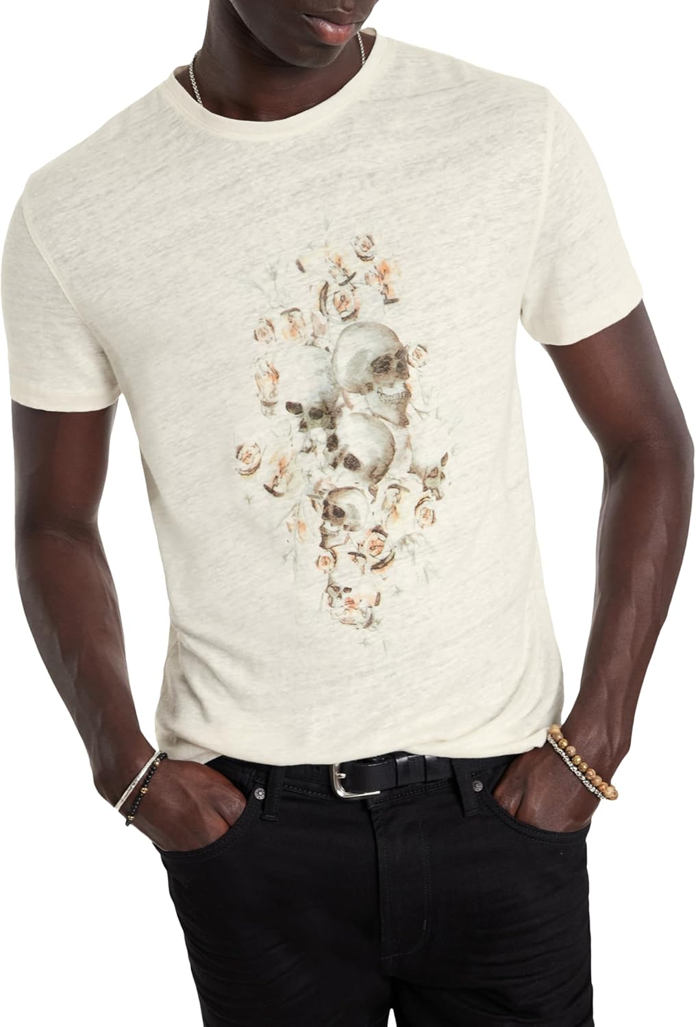John Varvatos Men's Floral Skull Tee