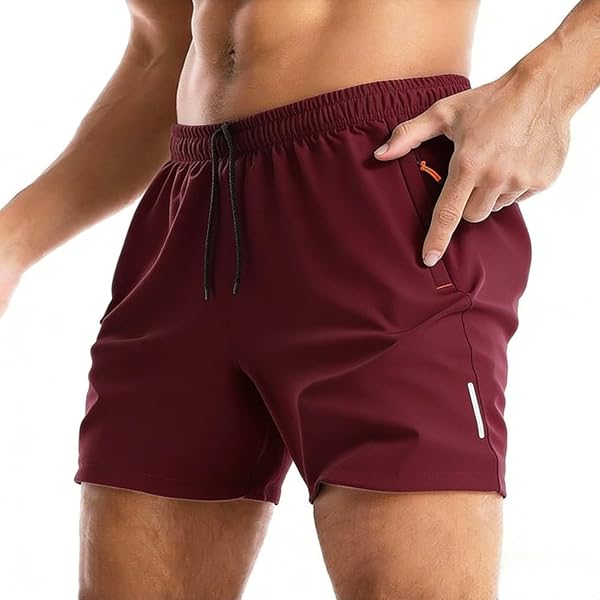 Short de sport à séchage rapide pour homme avec cordon de serrage et poches zippées - 1