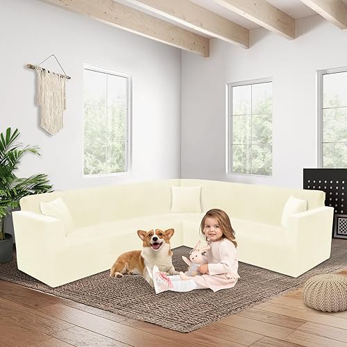 Miniatura 6 de HDCAXKJ Fundas de terciopelo de lujo para sofá modular en forma de L, funda elástica suave y gruesa en forma de U, juego de fundas de sofá para sala