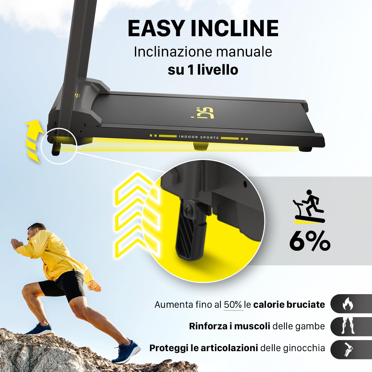 IDS W6 Tapis Roulant Elettrico Salvaspazio, CORSA + NORDIC WALKING, Brand ITALIANO, Super Slim 11,5 CM, 8 km/h, 6 Programmi, Telecomando da polso, Garanzia e Assistenza ITALIA