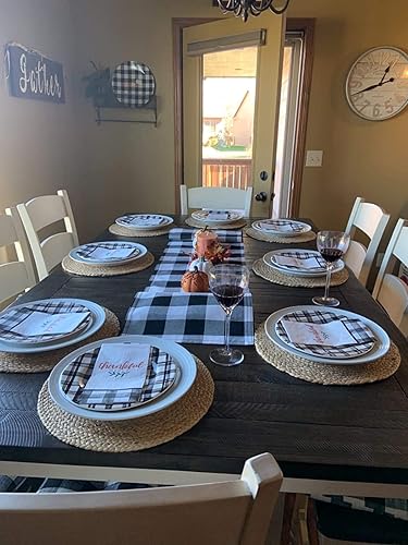 Miniatura 4 de Manteles individuales redondos tejidos, juego de 4 cargadores de placa de cuerda de yute natural, manteles individuales bohemios de 13 pulgadas,