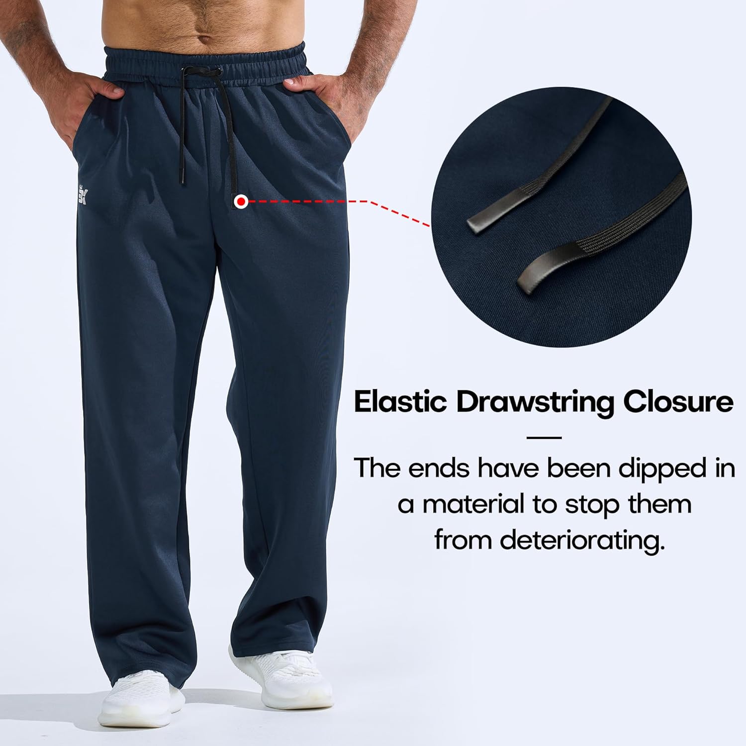 BROKIG Mens Buttlift Workout Sweatpants, Baggy Straight Leg Lounge Pants Open Bottom Track Sweat Pants with Zip Pockets - Image 5