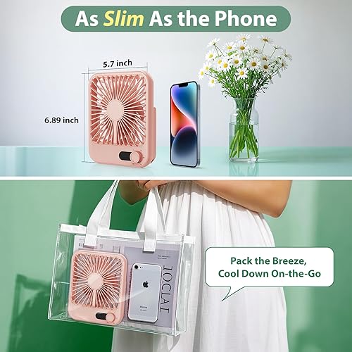 Miniatura 3 de Ventilador de viaje para dormir, ventilador portátil para artículos esenciales de verano, pequeño ventilador de escritorio recargable de 100