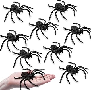Plastic Spiders Halloween Decorations, Halloween Spider, Fake Spiders, 8...