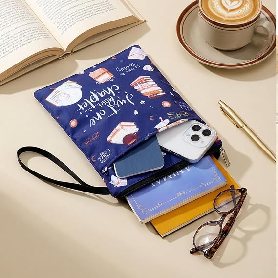Just One More Chapter Book Sleeve, Book Protector with Front Pocket