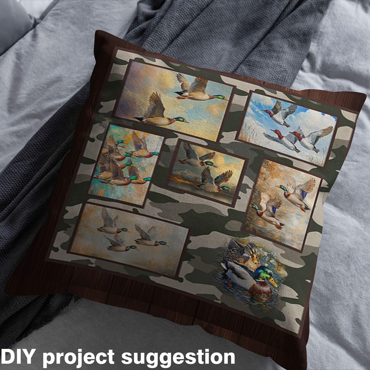 Kaczka moro do projektów DIY do domu, dekoracja 3 m (dł. 276 x szer. 150 cm) tkanina łowcy kaczek na podwórko dla dzieci, zachodni dom wiejski, tkanina tapicerska na krzesła, dla kobiet, mężczyzn