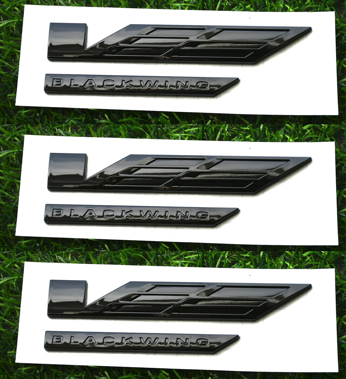 3Pcs V-Blackwing Emblems V-Series Black Out Blackwing Badge V Logo Compatible with 2020-2025 CT4 CT5 86596092 (3Pcs Emblems - Glossy Black)