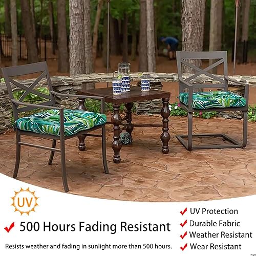 Miniatura 4 de Magpie Fabrics Paquete de 2 cojines de asiento capitoné de 19 x 19 pulgadas, cojines de patio en forma de U con lazos, almohadillas impermeables