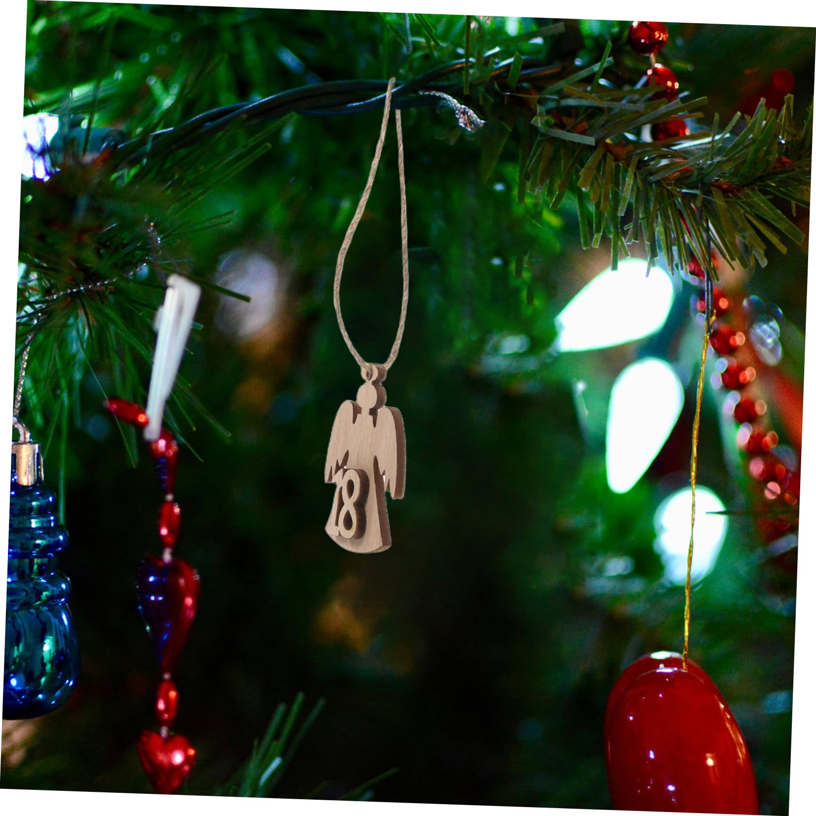 24 Pièces Décorations en Bois Étiquettes pour Calendrier de Compte à Rebours Décorations de Noël à Suspendre pour Sacs Articles de Noël