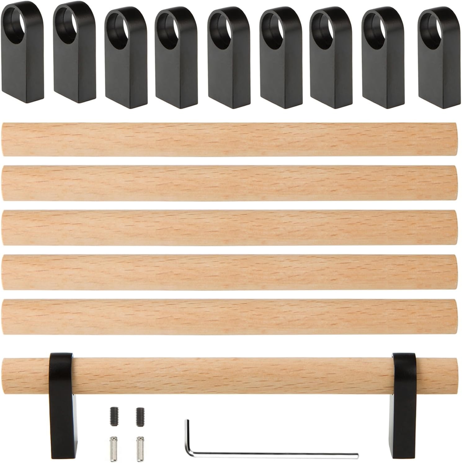 Savagrow 10-Pack Walnut Wood Cabinet Pulls - 3.78" Hole Center, Solid Wood Handles - View #11