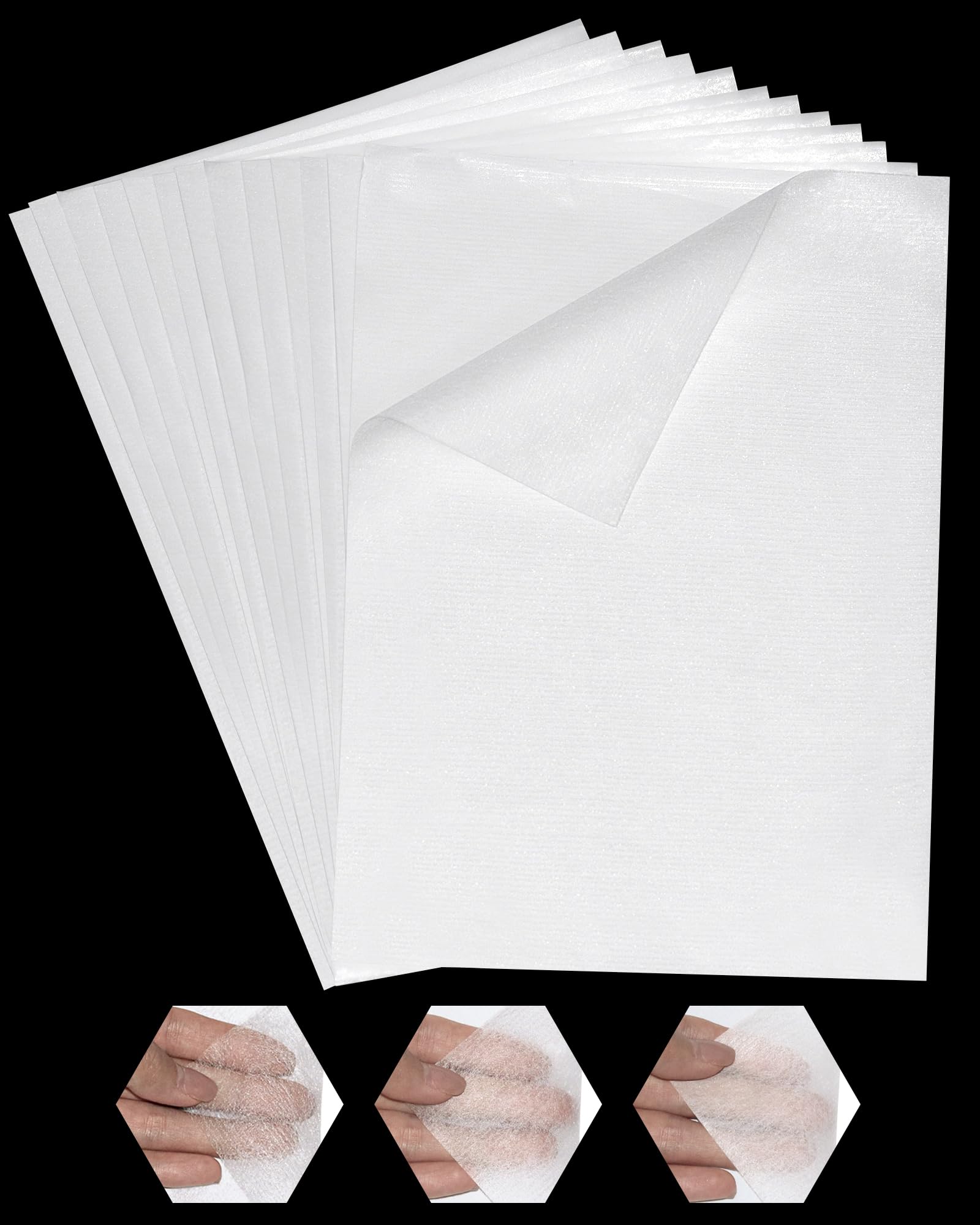 PLANTIONAL Medium Weight Fusible Bonding Web: 20 Sheets (8" x 12") Fusible Webbing for Fabric Applique DIY Crafts Supplies