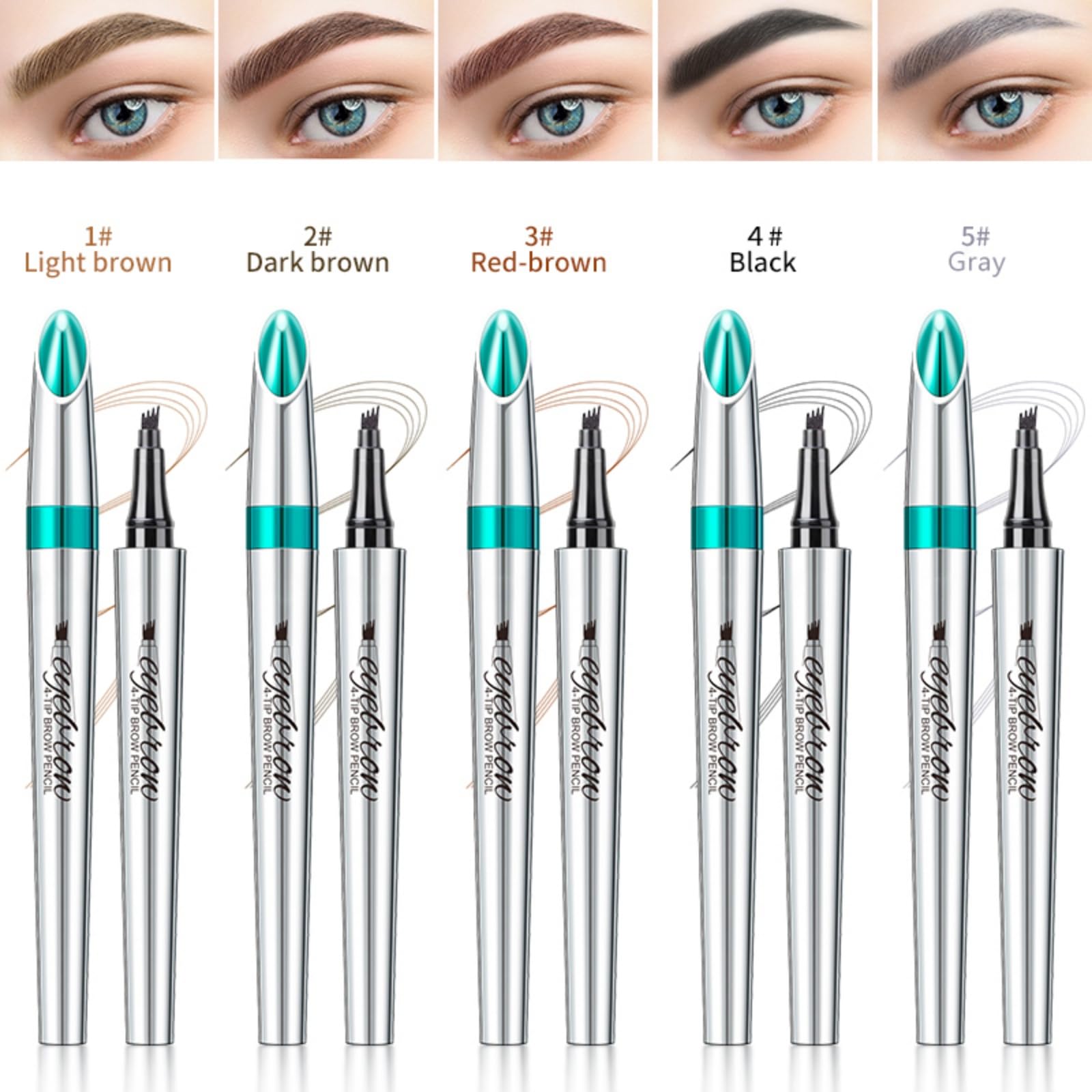 Weixinbuy Microblading Eyebrow Pen, Long-lasting, 4D Four-Tip Waterproof Eyebrow Pencil - Image 3
