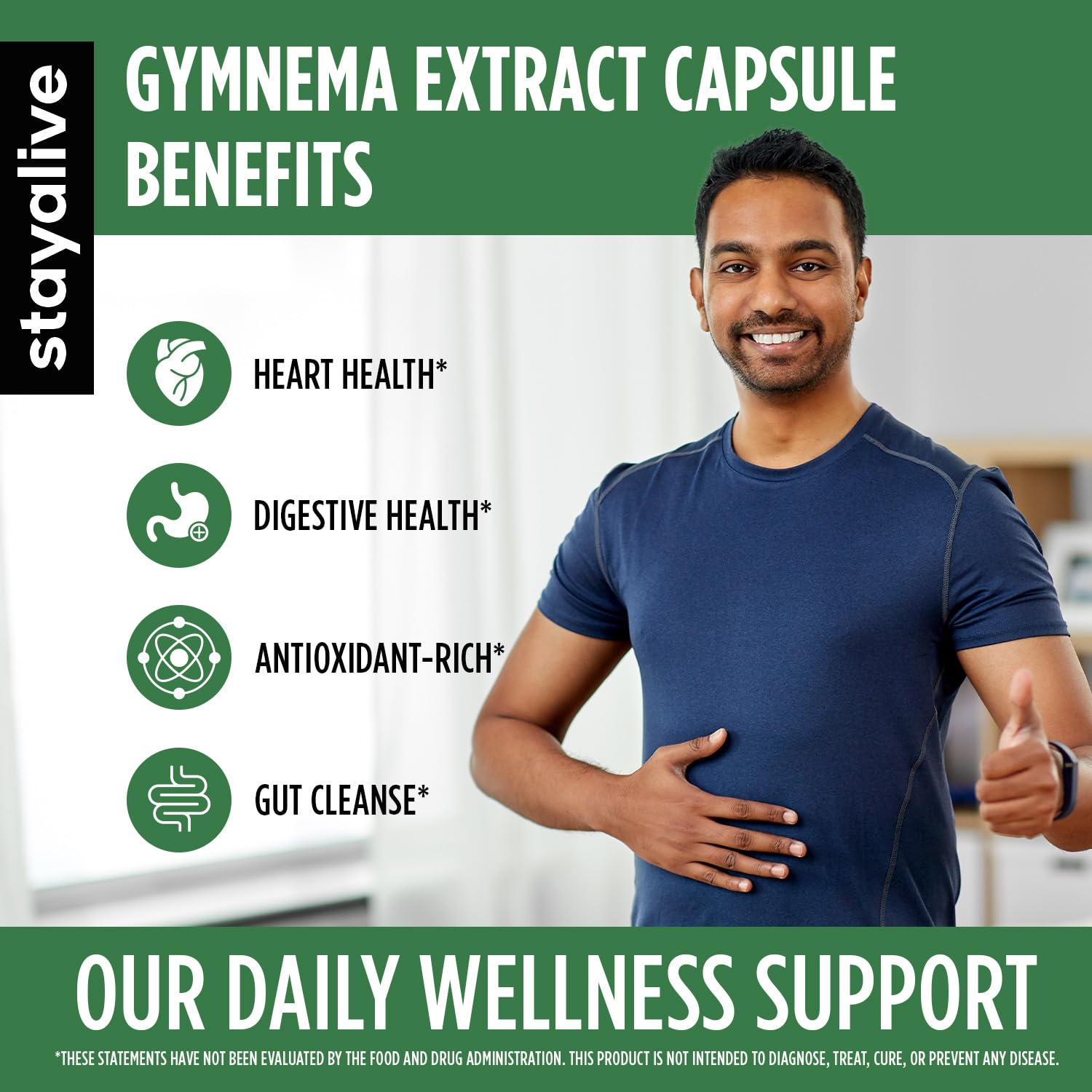 STAY ALIVE Gymnema Sylvestre 25:1 Extract, 120 Capsules with Bitter Melon, Ceylon Cinnamon, Berberine, Turmeric, Ginger, Amla Powder and Fenugreek, Non-GMO & Gluten Free Gymnema Sylvestre Supplement - Image 4 thumbnail