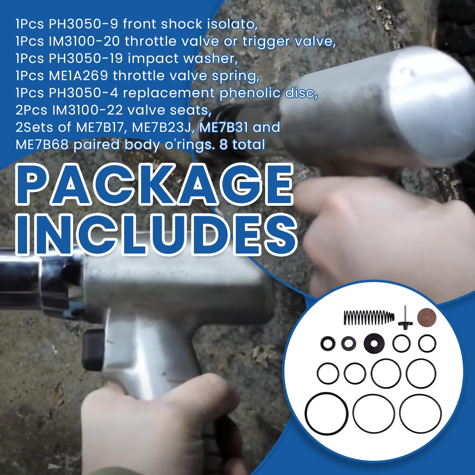 Kit de afinación de martillo neumático/piezas de herramientas de aire compatibles con martillo neumático PH3045, PH3050, PH3050A, PH3050B