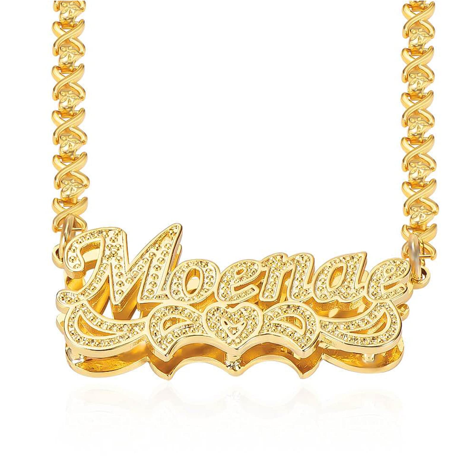 BlingSparkle Double Plated Nameplate Name Necklace Custom Heart Necklace Personalized Two Tone Gold and Silver Custom Name Necklace for Women Teen