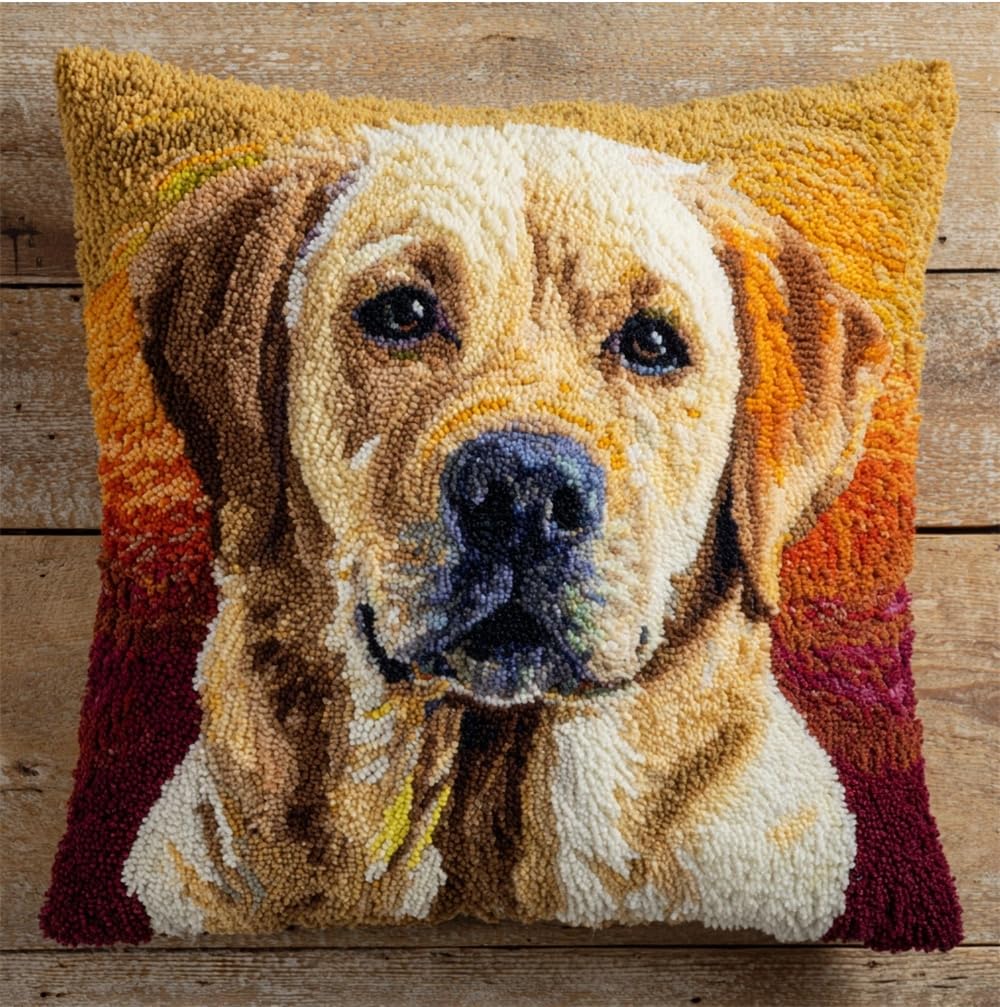 FWRTYCB Latch Hook Kits for Adults,Labrador Pillow Sofa Cushion