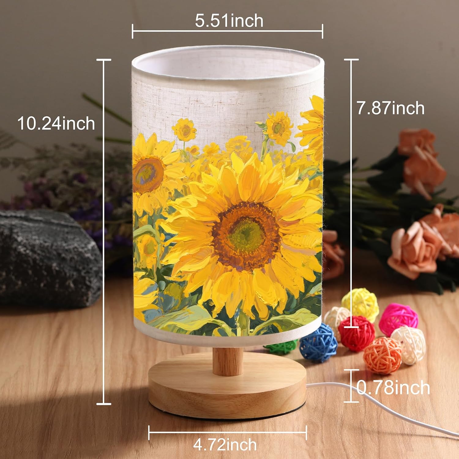 WSYEAR Sunflowers Flower Lamp, Birthday Gifts for Women Small Night Light,Mothers Day Valentines Day Ideal for Bedroom Decor Sunflower Gifts for Mom Grandma Teacher