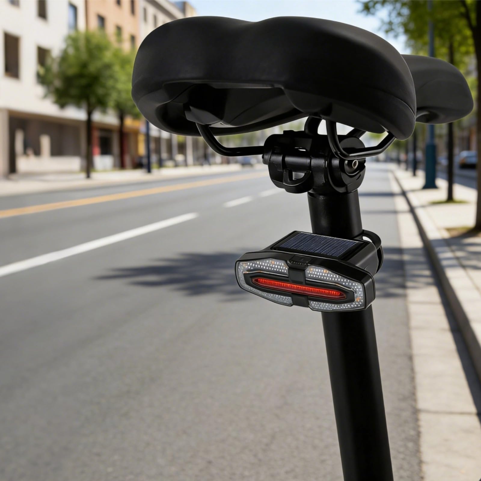 Feu arrière vélo télécommandé avec avertisseur sonore, Recharge Solaire et USB, Clignotants Gauche et Droite, contrôle sans Fil, signalisation arrière pour Conduite de Nuit, sécurité renforcée