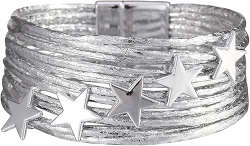 Pulseras con dije para mujer, juego de pulseras de cuero para hombres y niñas, pulsera de cierre magnético para mujeres, joyas, pulseras bohemias,